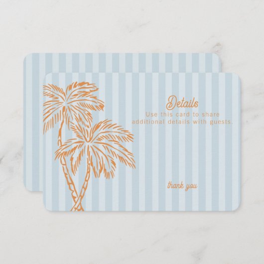 Blue Palm Springs Pastel Beach Details Invoegen Informatiekaartje (Voorkant / Achterkant)