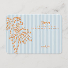 Blue Palm Springs Pastel Beach Details Invoegen Informatiekaartje