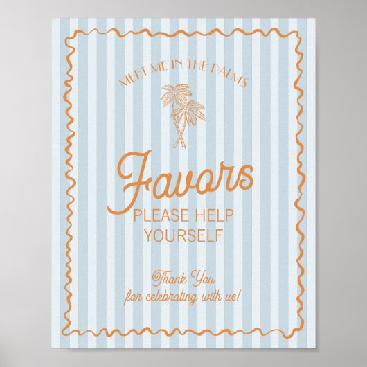 Blue Palm Springs Pastel Beach Favorieten Poster (Voorkant)
