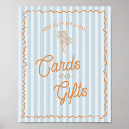 Blue Palm Springs Pastel Beach Kaarten en cadeaus Poster