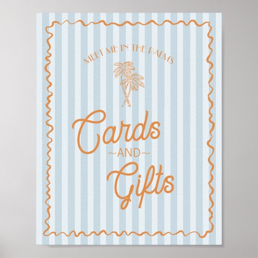 Blue Palm Springs Pastel Beach Kaarten en cadeaus Poster (Voorkant)
