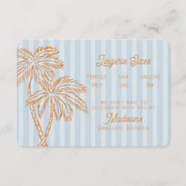 Blue Palm Springs Pastel Beach Lingerie Insert Informatiekaartje