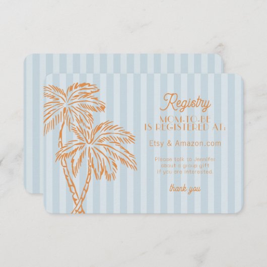 Blue Palm Springs Pastel Beach Registry Invoegen Informatiekaartje (Voorkant / Achterkant)