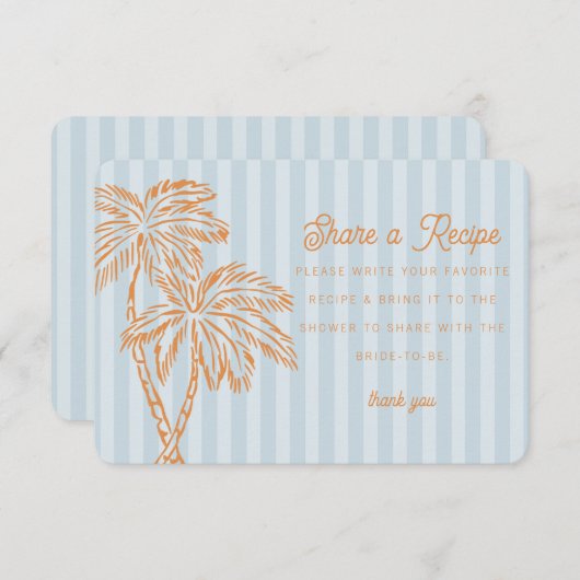 Blue Palm Springs Pastel Beach Share Recept Kaart (Voorkant / Achterkant)