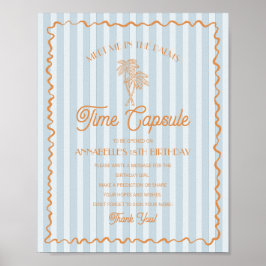Blue Palm Springs Pastel Beach Time Capsule Poster