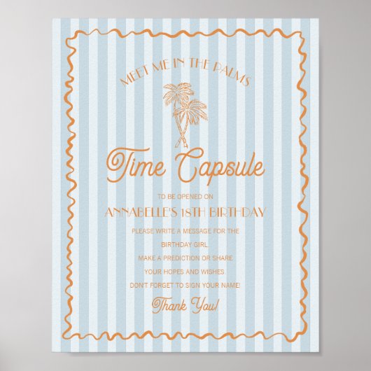Blue Palm Springs Pastel Beach Time Capsule Poster (Voorkant)