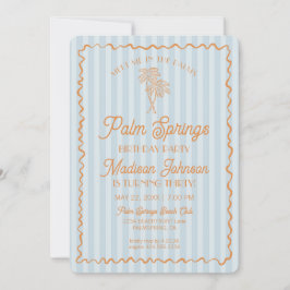 Blue Palm Springs Pastel Beach verjaardagsfeestje Kaart