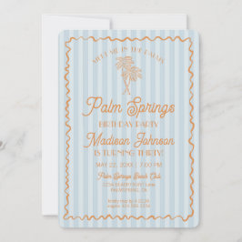 Blue Palm Springs Pastel Beach verjaardagsfeestje Kaart