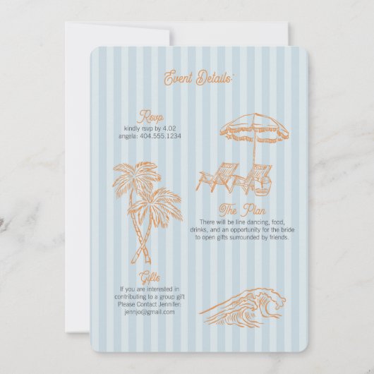 Blue Palm Springs Pastel Beach verjaardagsfeestje Kaart (Achterkant)