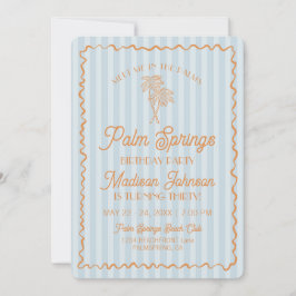 Blue Palm Springs Pastel Beach verjaardagsfeestje Kaart