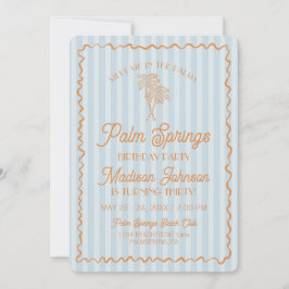 Blue Palm Springs Pastel Beach verjaardagsfeestje Kaart