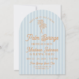 Blue Palm Springs Pastel Beach verjaardagsfeestje Kaart