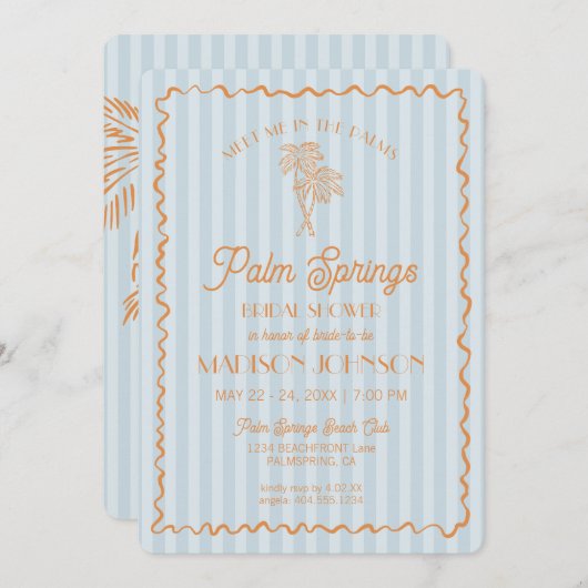 Blue Palm Springs Pastel Beach Vrijgezellenfeest Kaart (Voorkant / Achterkant)