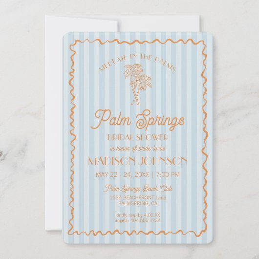Blue Palm Springs Pastel Beach Vrijgezellenfeest Kaart (Voorkant)