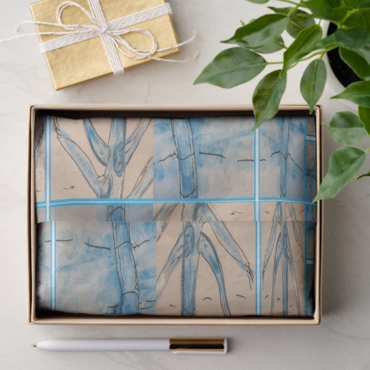 Blue palm tissue paper tissuepapier (Geschenk)