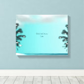 Blue Palm Tree Gastenboek Alternatief Canvas Afdruk (Insitu (Houten vloer))