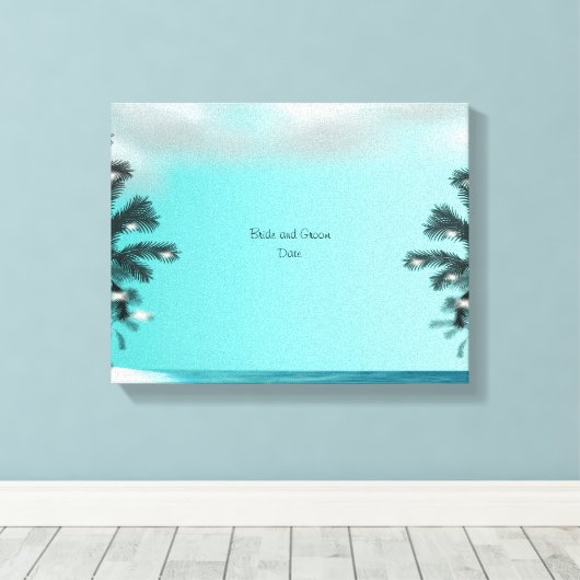 Blue Palm Tree Gastenboek Alternatief Canvas Afdruk (Insitu (Houten vloer))