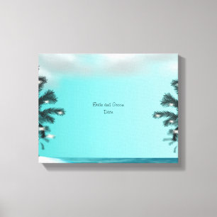 Blue Palm Tree Gastenboek Alternatief Canvas Afdruk