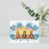 Blue Palm Tree Graphic Group Briefkaart (Staand voorkant)