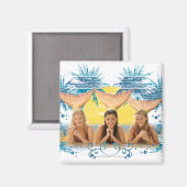 Blue Palm Tree Graphic Group Magneet (Voorkant / Achterkant)