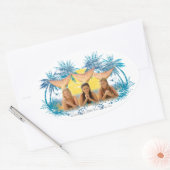 Blue Palm Tree Graphic Group Ovale Sticker (Envelop)