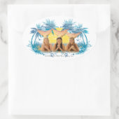 Blue Palm Tree Graphic Group Ovale Sticker (Tas)