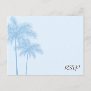 Blue Palm Tree RSVP Weddenschapskaart