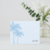 Blue Palm Tree RSVP Weddenschapskaart (Staand voorkant)