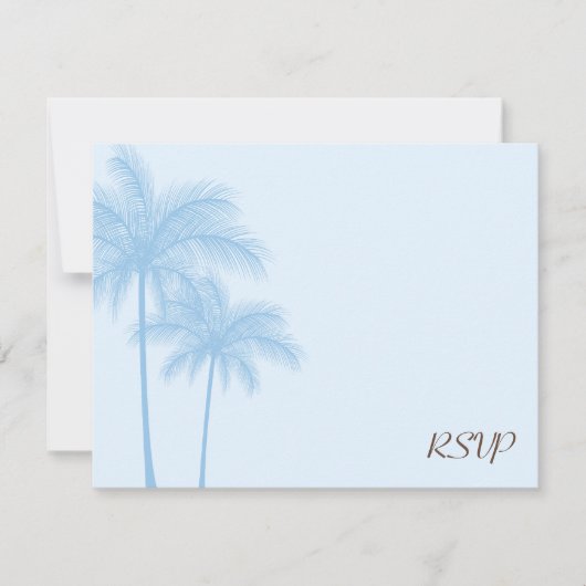 Blue Palm Tree RSVP Weddenschapskaart Kaartje (Voorkant)
