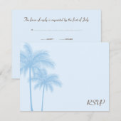 Blue Palm Tree RSVP Weddenschapskaart Kaartje (Voorkant / Achterkant)