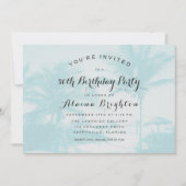 Blue Palm Trees Custom Birthday Party Invitation Kaart (Voorkant)