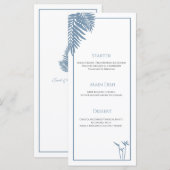 Blue Palm Wedding Gepersonaliseerd Bord Menu Kaart (Voorkant / Achterkant)
