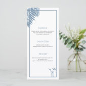 Blue Palm Wedding Gepersonaliseerd Bord Menu Kaart (Staand voorkant)