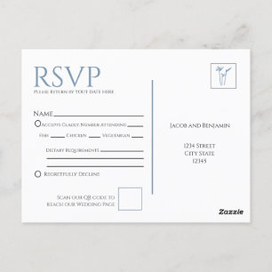 Blue Palm Wedding RSVP-Briefkaart Briefkaart