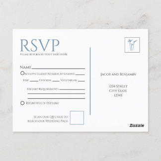 Blue Palm Wedding RSVP-Briefkaart Briefkaart