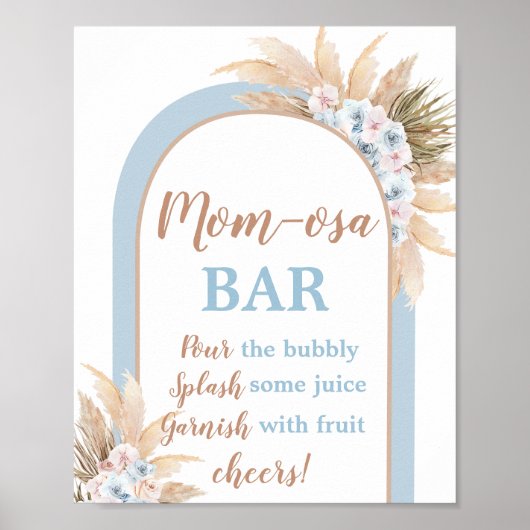 Blue Pampas Grass Arch Momosa Bar Boy Poster (Voorkant)