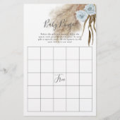 Blue Pampas Grass Baby shower Bingo Game (Voorkant)