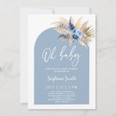 Blue Pampas Grass Baby shower Boy Invitation Kaart (Voorkant)