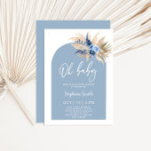 Blue Pampas Grass Baby shower Boy Invitation Kaart
