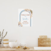 Blue Pampas Grass Baby shower Boy Welkomstbord Poster (Keuken)