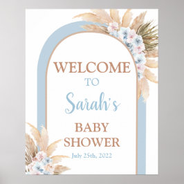 Blue Pampas Grass Baby shower Boy Welkomstbord Poster