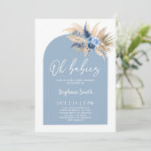 Blue Pampas Grass Baby shower Twin Boys Kaart (Staand voorkant)