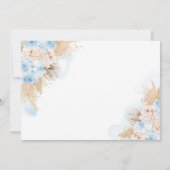 Blue Pampas Grass Bohemian Baby shower Invitation Kaart (Achterkant)