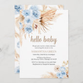 Blue Pampas Grass Boho Baby shower Kaart (Voorkant / Achterkant)