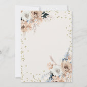 Blue Pampas Grass Boho Baptism Invitation Kaart (Achterkant)