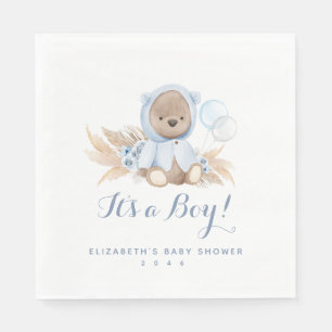 Blue Pampas Grass Boho Beer Baby shower Napkins Servet