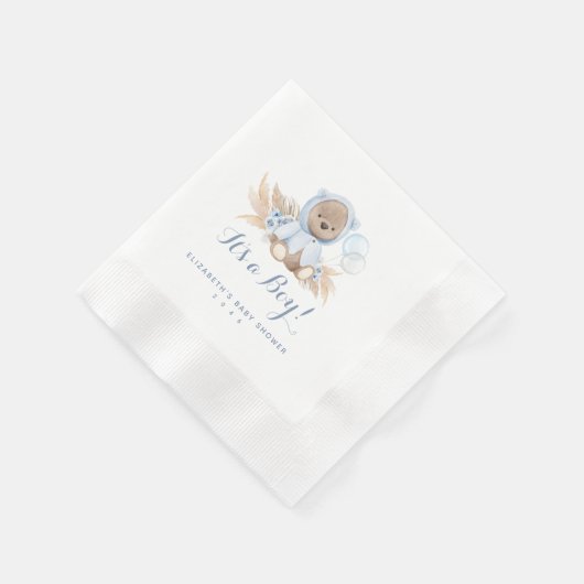 Blue Pampas Grass Boho Beer Baby shower Napkins Servet (Hoek)