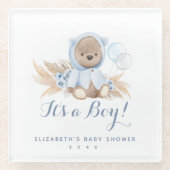 Blue Pampas Grass Boho Beer Baby shower Onderzette Glazen Onderzetter (Voorkant)