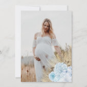 Blue Pampas Grass Boho Boy Baby shower Foto Kaart (Achterkant)