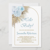 Blue Pampas Grass Boho Boy Baby shower Kaart (Voorkant)
